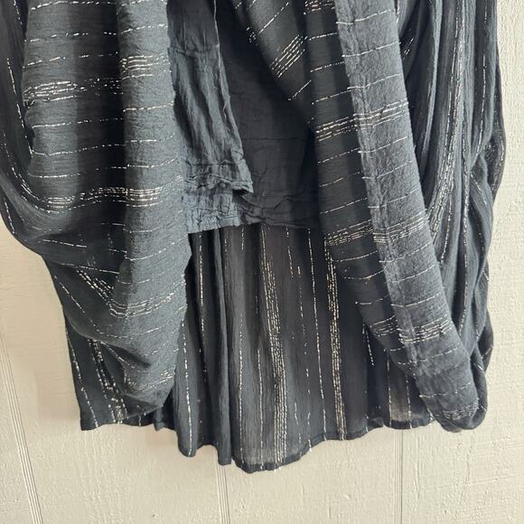 Vintage Boho Celestial Goth Long Skirt XL Black Gold Metallic Tinsel Cottage - Picture 6 of 12